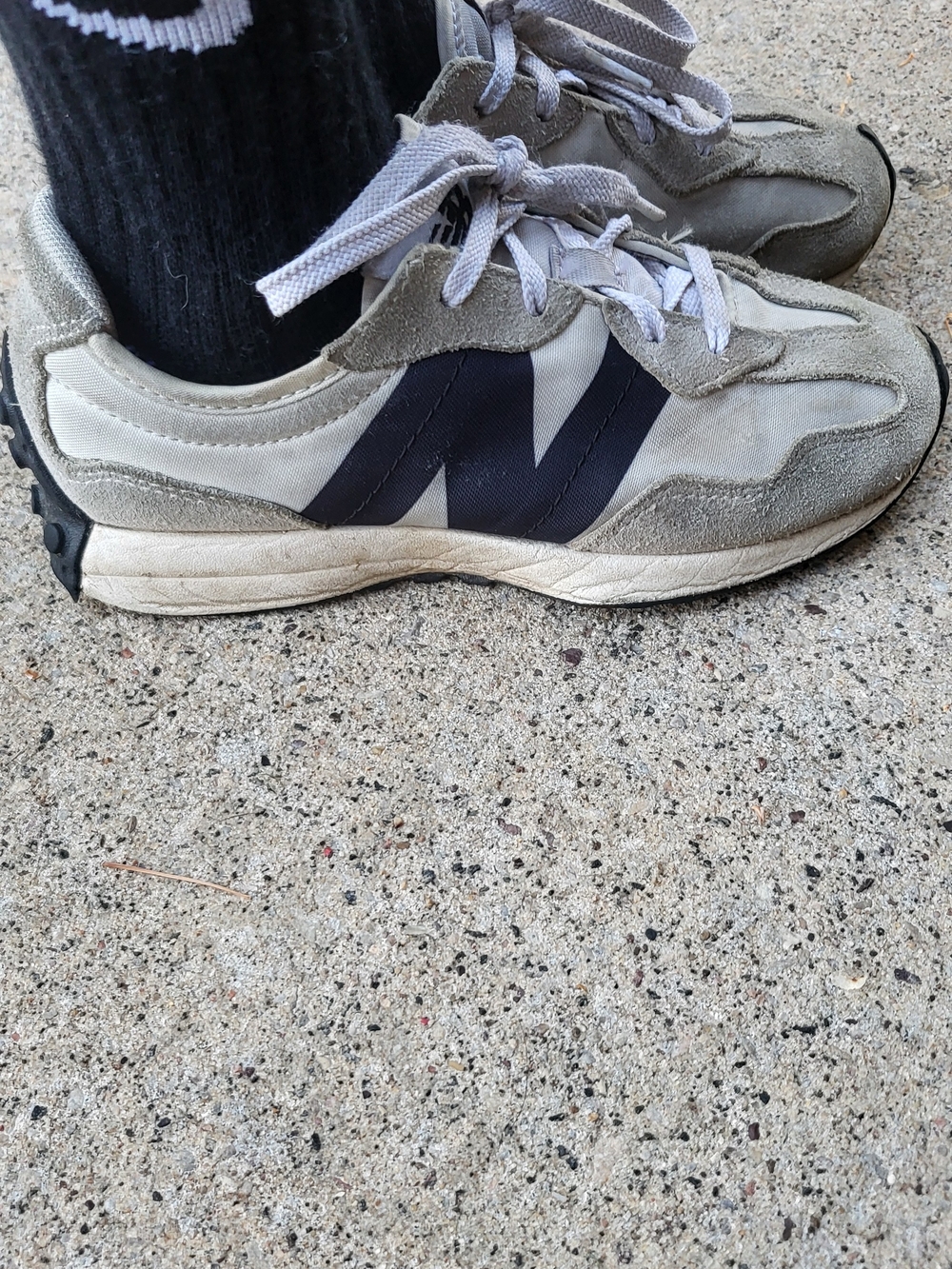 Men's Gray Suede & Canvas Sneaker with Navy 'N' Accent